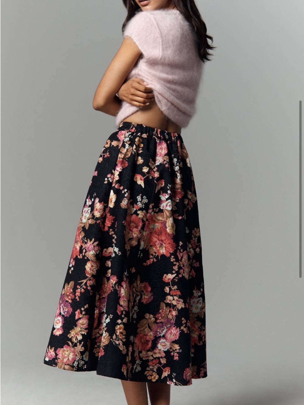 The Jaci Floral Jacquard Midi Skirt - Picture 3 of 4
